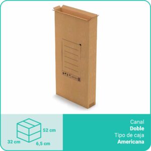 Caja Cartón | 32 x 6.5 x 52 cm | Caja Americana, Canal Doble