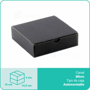 Caja Cartón Negro | 15 x 14,5 x 4 cm | Microcanal automontable