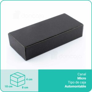 Caja Cartón Negro | 18 x 8 x 4 cm | Microcanal automontable