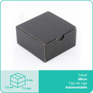 Caja Cartón Negro |  7,5 x 7,5 x 4  cm | Microcanal automontable