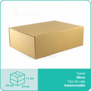 Caja Cartón Marrón | 34 x 25 x 11 cm | Microcanal automontable