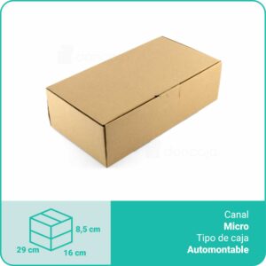 Caja Cartón Marrón | 29 x 16 x 8,5 cm | Microcanal automontable