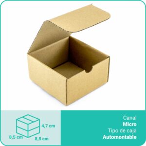 Caja Cartón Marrón | 8,5 x 8,5 x 4,7 cm | Microcanal automontable