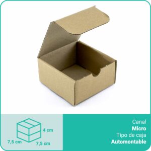 Caja Cartón Marrón | 7,5 x 7,5 x 4  cm | Microcanal automontable