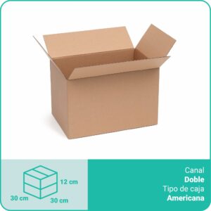 Caja Cartón | 30 x 30 x 12 cm | Caja Americana, Canal Doble