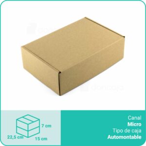 Caja Cartón Marrón | 22,5 x 15 x 7 cm | Microcanal automontable