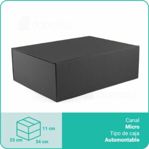 Caja Cartón NEGRO| 34 x 25 x 11 cm | Microcanal automontable