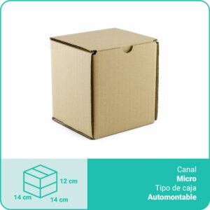 Caja Cartón Marrón | 14 x 14 x 12 cm | Canal Sencillo automontable