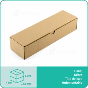 Caja Cartón Marrón | 24,5 x 7 x 5 cm | Microcanal automontable