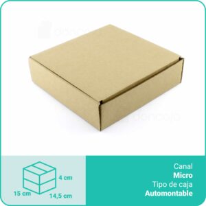 Caja Cartón Marrón | 15 x 14,5 x 4 cm | Microcanal automontable