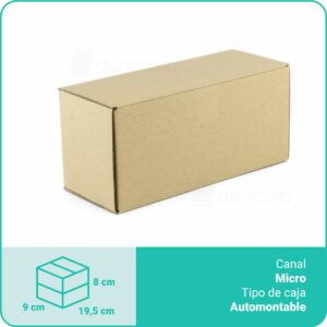 Caja Cartón Marrón | 19,5 x 9 x 8 cm | Microcanal automontable