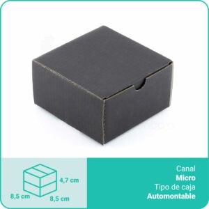 Caja Cartón Negro | 8,5 x 8,5 x 4,7 cm | Microcanal automontable